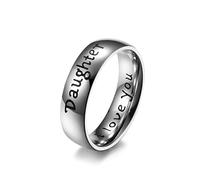 Aeici Anillo de compromiso y alianza, I Love You" Miembros de la familia Polis Anillo de acero, one size, Metal