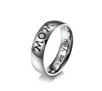 Aeici Anillo de compromiso y alianza, I Love You" Miembros de la familia Polis Anillo de acero, one size, Metal