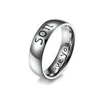 Aeici Anillo de compromiso y alianza, I Love You" Miembros de la familia Polis Anillo de acero, one size, Metal