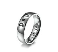 Aeici Anillo de compromiso y alianza, I Love You" Miembros de la familia Polis Anillo de acero, one size, Metal