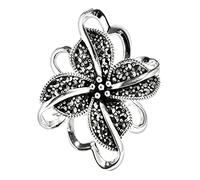 Aeici Anillo de mujer de plata de ley 925, anillos ajustables para mujer, flor vintage, anillo para mujer, Plata, Zirconia cúbica