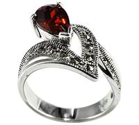 Aeici Anillo de mujer de plata de ley 925, anillos Hip Hop con circonita Roja, Plata, Zirconia