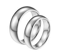 Aeici Anillo de Pareja 2 Piezas Anillo de Compromiso de Tungsteno 6 mm 8 mm Anillo de Plata Pulido, Plata