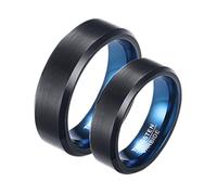 Aeici - Anillo de pareja para 2, anillo personalizable, 2 prenoms de tungsteno, 6 mm, color negro a rayas, anillo biselado, Tungsteno
