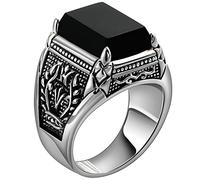 Aeici Anillo de plata de ley 925 para hombre, anillos punk para hombre, ágata punk, patrón de hombre, Plata, Ágata