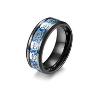 Aeici - Anillo de promesa para mujer, diseño de calavera de 8 mm, anillo de acero inoxidable para mujer, one size, Metal