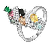 Aeici - Anillo para mujer, anillo con placa de plata y circonio, color plateado, one size, Metal, Zirconia cúbica