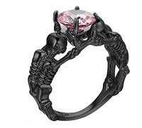 Aeici - Anillo para mujer, anillo de placa de oro para mujer, 4 Prong redondo, anillo negro, one size, Metal, Zirconia cúbica