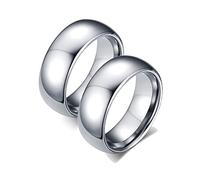 Aeici - Anillo para parejas enamoradas de 2 piezas, anillo personalizable para boda de tungsteno, 8 mm, anillo de plata alto pulido, Plata