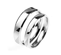 Aeici Anillo Personalizable Hombre Mujer, Anillo Boda Hombre Acero Inoxidable Anillo Mate Y Pulido Con Borde Biselado, Plata