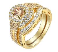 Aeici Anillo Zirconium, Anillos de placa de oro para mujer, anillo redondo de oro, one size, Metal, Zirconia cúbica