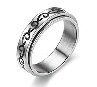 Aeici - Anillos para hombre gótico, anillo giratorio de corazón sol, luna de estrellas, 6 mm, anillo para hombre inoxidable, one size, Metal
