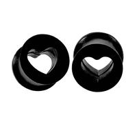 Aeici Dilatador de 4 - 25 mm, dilatadores lóbulo plug 2 piezas tapones para pendientes de silicona negro corazón forma, No Zircon