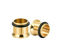 Aeici Dilatador de oreja, túnel de acero de 2 piezas, dilatador de oreja, solo aro dorado, Sin piedra