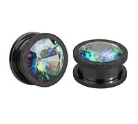 Aeici dilatador de orejas, dilatador de orejas, acero, 2 piezas, túneles orejas, multicolor, Cubic Zirconia