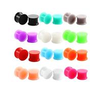 Aeici - Esparcidor de orejas, 3-25 mm, dilatador de orejas, túnel de silicona, 24 piezas, extensor de orejas, multicolor redondo, No circón