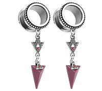 Aeici - Esparcidor de túnel de 6 a 30 mm, dilatador de túnel de acero inoxidable, 2 piezas, triángulo, colgante con circonita cúbica, dilatador de orejas, Cubic Zirconia