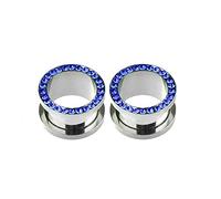 Aeici oído túneles, túnel oídos acero quirúrgico 2 piezas esparcidor orejas plug con oscuro azul circonio, Cubic Zirconia