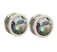 Aeici - Piercing para túnel, tapón de túnel para oídos, acero quirúrgico, 2 unidades, para túnel con circonio, multicolor, Cubic Zirconia