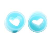 Aeici Tapones para los oídos de 4 - 25 mm, 2 unidades de dilatadores de silicona azul con forma de corazón, No Zircon