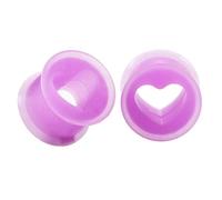 Aeici Túnel para orejas, 4 - 25 mm, túnel dilatador para oreja, 2 unidades, tapones para los oídos de silicona violeta corazón forma, No Zircon
