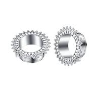 Aeici Túnel para orejas de 12 - 18 mm, 2 unidades, de acero con flor vintage, No Zircon