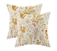 AEIOAE - Juego de 2 fundas de cojín cuadradas con diseño veraniego de flores silvestres; fundas de cojín decorativas color amarillo, para exteriores, casa de campo, hogar, cama, sofá, 50 x 50 cm