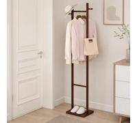 AEIOFAT Perchero de Madera Maciza de Pie, Perchero Multifuncional para Ropa y Sombrero para Almacenamiento de Ropa en el Dormitorio (504, Color té, Doble Columna con Base Cuadrada)