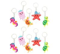 AEIOPRS 10 pcs Llavero infantil de vida marina llavero infantil de silicona regalo de fiesta de cumpleaños
