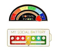 AEIOPRS 2 Pcs Social Battery Pin Divertido Broche para El Estado de áNimo Social Durante 7 DíAs Agujas de Humor Interactivas Pines de Esmalte de BateríA Social Pin de Insignia Bonito Broche Pins