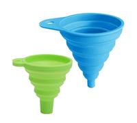 AEIOPRS Juego de 2 embudos plegables de silicona para cocina, embudos portátiles en azul y verde, ideal para líquidos de aceite y polvo, grandes y pequeños