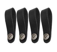 AEIOPRS Juego de 4 unidades Correa de piel sintética Alnicov para ukelele y guitarra acústica color negro