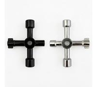 AEIOPRS Llave Universal 4 en 1, 2 Piezas (1 Negro, 1 Plateado) Llave Maestra Triangular para Contador de Agua, Gas y Armario Eléctrico, Llave de Cruz Multifunción para Grifos y Ascensores