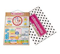 aeioubaby.com Calendario magnético Infantil con Reloj | Juego Educativo para Aprender Hora y Fecha | Calendario para niños 43x32cm para Pared o Nevera | Caja Regalo, Ideal para Aula (Español)