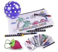 aeioubaby.com Estuches para colorear (Dinos) | 25 Bolsas individuales con 5 ceras de colores y globo. Incluye bolsa reutilizable | Regalos de cumpleaños y fiestas infantiles | Creatividad para niños