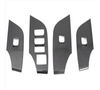 AEIOUPMMA 4 Piezas de Pegatinas embellecedoras para Marco de Panel de Interruptor de Ventana de Estilo de Fibra de Carbono para Interior de Coche para Toyota RAV4 2019 2020