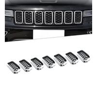 AEIOUPMMA 7 Piezas de Rejilla Delantera de Coche con Inserto de Malla de Panal para Jeep Grand Cherokee 2017 2018 2019 2020 2021 68317863AA(Chrome Black)