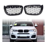 AEIOUPMMA Accesorio para automóvil Rejilla Delantera Tipo riñón con Forma de meteorito de Diamante para BMW X3 F25 X4 F26 2014 2015 2016 2017(Chrome)