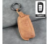 AEIOUPMMA Funda de Cuero con 3 Botones para Llave de Coche, para Geely Yuanjing X3 X1 Emgrand Hip SUV, Nueva Carcasa para Llave de Coche Jingang Cross Panda S1 (Amarillo marrón E)