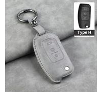 AEIOUPMMA Funda de Cuero con Tapa para Llave de Coche, Accesorio para Llavero, para Ford Focus 2, 3, Ecosport, C-MAX, S-MAX, Ka, Mondeo, Kuga, Galaxy, Fiesta (Gris A1)