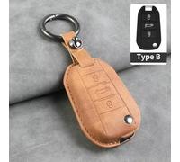 AEIOUPMMA Funda de Cuero con Tapa para Llave de Coche para Peugeot 208, 308, 408, 508, 2008, 3008, 4008, 5008, 306, 407, 807, Citroën C1, C3, C4, Cactus, C6, C8 (Amarillo parduzco B1, para Peugeot)