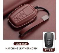 AEIOUPMMA Funda de Cuero para Llave de Coche, Funda para Mando a Distancia para Toyota Prius Camry Corolla Avalon CHR RAV4 Land Cruiser Prado, Llavero sin Llave (Rojo C2)