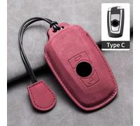 AEIOUPMMA Funda de Cuero para Llave de Coche para BMW F20 G20 G30 X1 X3 X4 X5 G05 X6 X7 G11 F15 F16 G01 G02 F48 1 2 3 4 5 6 7 Series (Rojo C2)