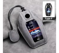AEIOUPMMA Funda de Cuero para Llave de Coche para BMW Serie 5, 6, 7, 530le, GT, X3, X4, 730li, 740i, G12, G30, G31, G32, I8, I12, I15, Llavero Protector (Gris F5)