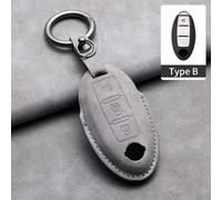 AEIOUPMMA Funda de Cuero para Llave de Coche para Infiniti Q50L QX50 QX60 QX55 Q70 Q70L Q30 QX30 QX70 ESQ XQ80 XQ60 Q60S para Llavero de Coche Nissan (Gris B)