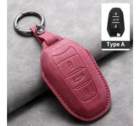 AEIOUPMMA Funda de Cuero para Llave de Coche para Peugeot 308 408 2008 3008 4008 5008 para Citroen C4L C6 C3-XR Picasso DS3 DS4 DS5 Llavero (Rojo A1)
