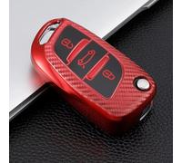 AEIOUPMMA Funda de Fibra de Carbono TPU para Llave de Coche, Funda con Tapa, Funda para Llavero para Peugeot Citroen C1 C2 C3 C4 C5 DS3 DS4 DS5 DS6 (Funda para Llave roja)