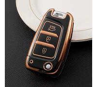 AEIOUPMMA Funda de TPU para Llave de Coche con Tapa para Hyundai i30 i35 i40 Elantra Solaris Tucson Kona Genesis Santa Fe Azera, Protector de Llavero (Negro)