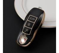 AEIOUPMMA Funda de TPU para Llave de Coche, Funda para Mando a Distancia, Funda para Llavero para Porsche Cayenne Panamera Macan Cayman 911 718 918 958 (Negro)