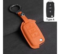 AEIOUPMMA Funda para Llave de Coche con Tapa abatible para VW Golf 7 MK7 Tiguan MK2 para Seat Ateca Leon FR 2 Ibiza Llavero de Gamuza (Naranja A1)